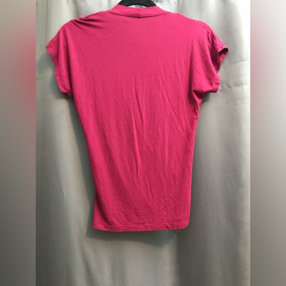 New York & Company fuchsia short sleeve wrap top size small - Picture 2 of 4